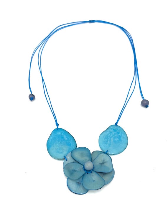 Adjustable Tagua Nut Flower Pendant Necklace, Eco Fashion, Eco Friendly, Boho Jewelry