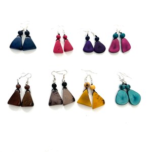 Sliced Tagua Nut Earrings, Boho chic, Eco-Friendly Jewelry, Eco-Fashion Jewelry