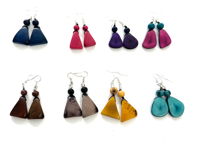 Sliced Tagua Nut Earrings, Boho chic, Eco-Friendly Jewelry, Eco-Fashion Jewelry