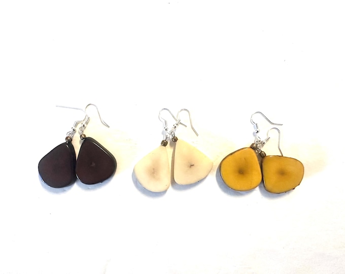 Tagua-Nut Earrings, Colorful Jewelry, Eco-friendly Jewelry, Eco-fashion