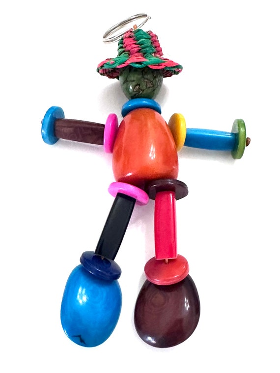 Colorful Tagua Nut Keychain, Novelty Accessories, 4 Inches