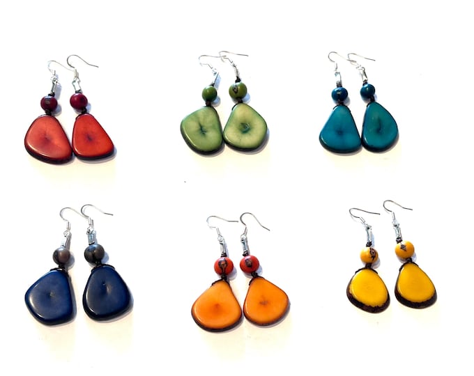 Tagua Nut & Acai Seed Earrings, Boho chic, Eco-Friendly Jewelry, Eco-Fashion Jewelry