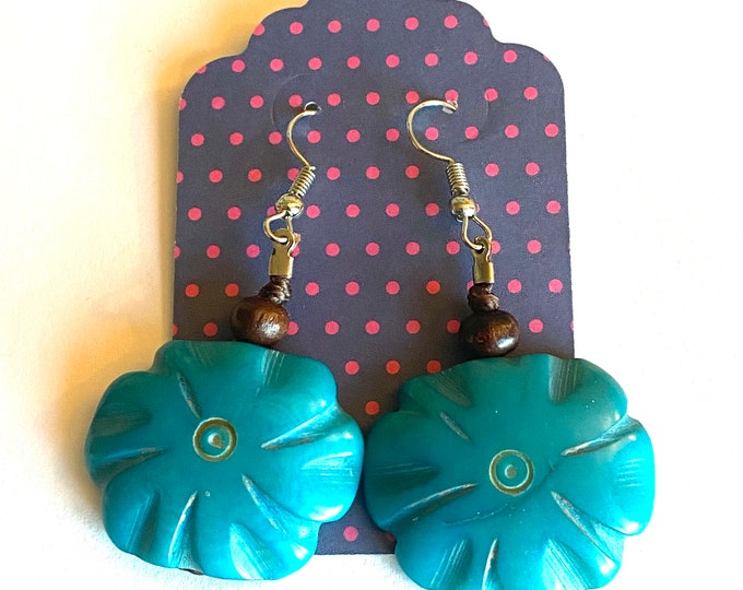 Tagua Nut Flower Design Earrings- Eco-friendly Jewelry - Boho - Bohemian