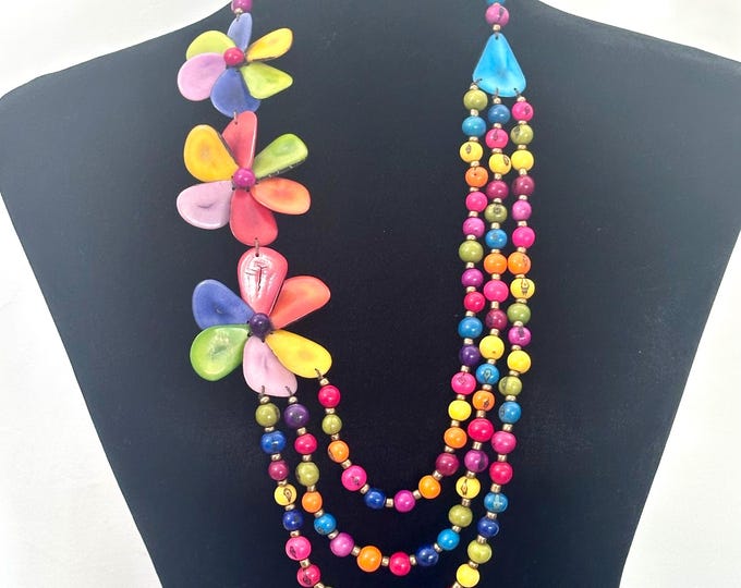 Boho Flower Tagua Necklace | Acai Seed Statement Jewelry