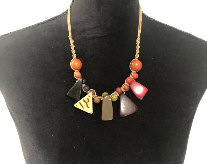 Tagua Nut Necklace- Eco-friendly Jewelry, Boho Jewelry, Macrame Necklace