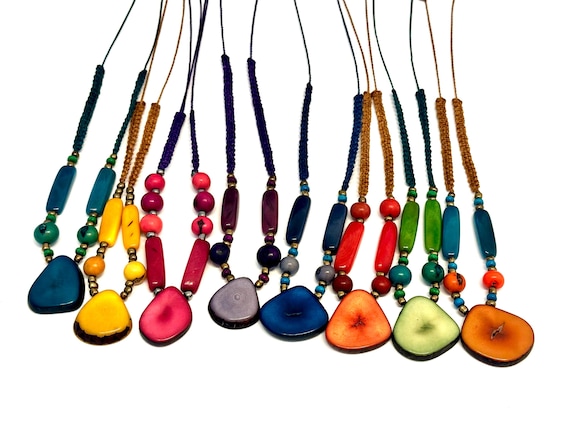 Tagua Nut and Acai Seed Macrame Necklace, Adjustable Lenght, Eco Friendly Jewelry, Eco Fashion