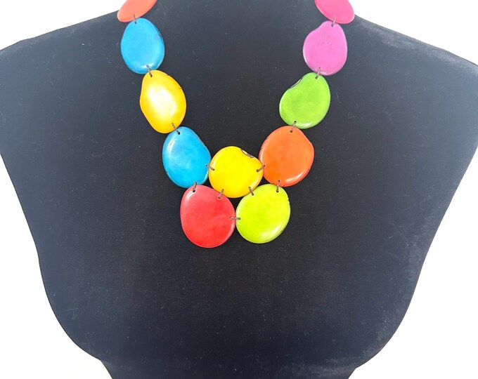 Tagua Nut Necklace/ Boho Necklace/ Tribal/ Bib Necklace