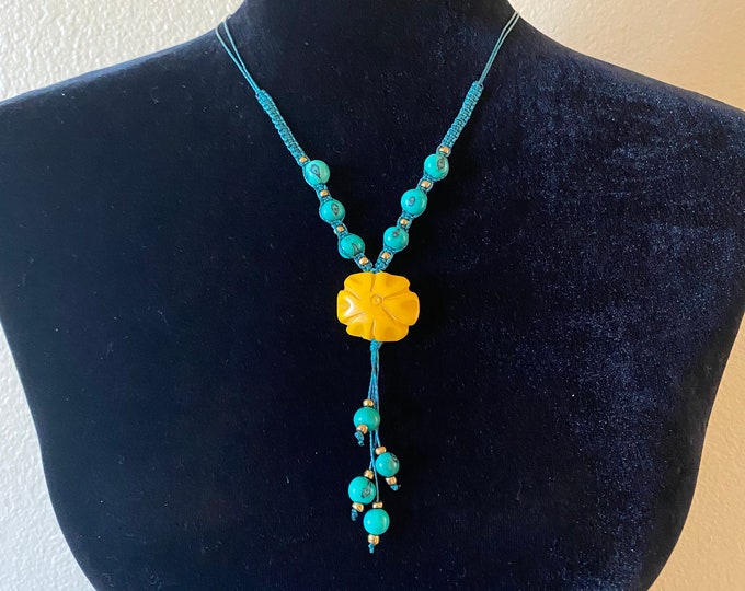 Macrame Necklace/ Tagua and Acai Seed Necklace/ Boho Chic/ Macrame Jewelry/ Tribal/ Hippie