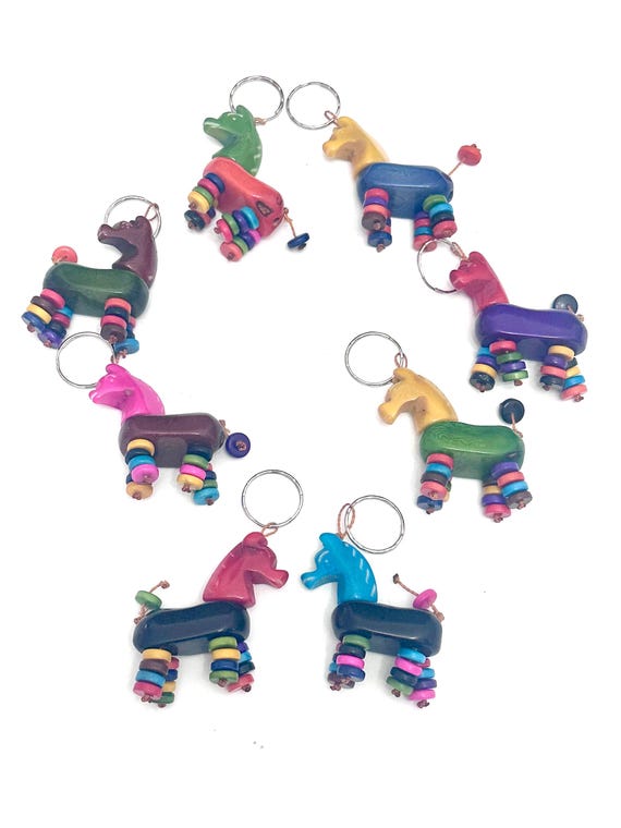 Horse Shaped tagua key chain, Colorful Accessories, Stocking Stuffer