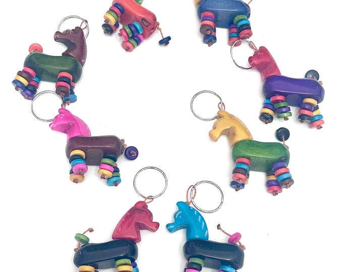 Horse Shaped tagua key chain, Colorful Accessories, Stocking Stuffer