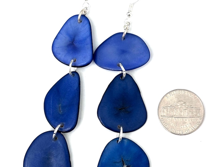Boho Chic Tagua Nut Dangle Earrings: Sustainable Palm Nut Jewelry