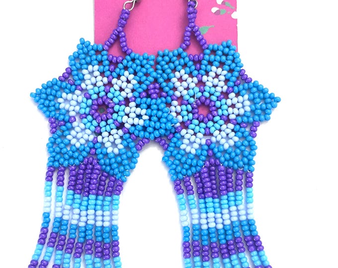 Handmade Multicolored Glass Seed Beads Dangle Earrings