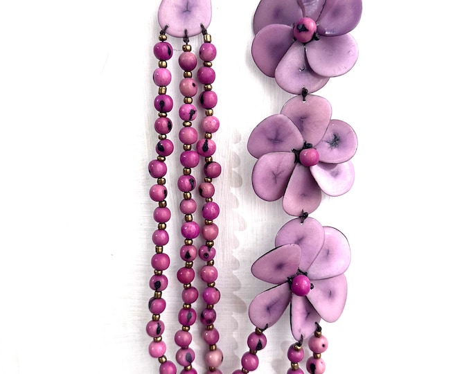Tagua and Acai Seed Necklace/ Flower Tagua Necklace/ Boho Necklace| Statement Necklace| Statement Necklace