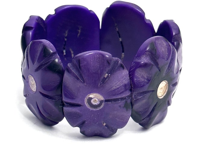 Flower Tagua Nut Flower Design Bracelet - Eco-friendly Jewelry -  Boho - Bohemian