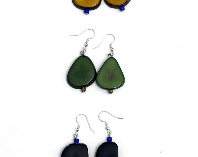 Tagua-Nut Earrings, Colorful Jewelry, Eco-friendly Jewelry, Eco-fashion