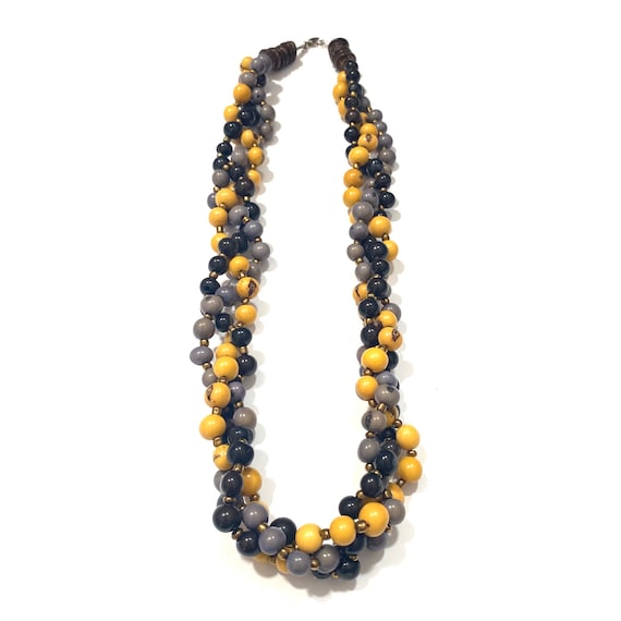 Handmade Acai Seed Multi Strand Necklace, Boho Folk Style