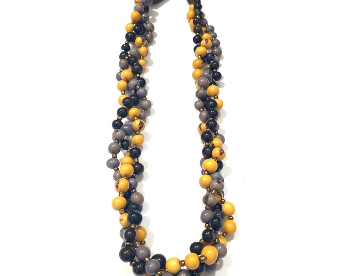 Multi Strand Necklace, Acai Seed Necklace, Eco-friendly, Eco-fashion Jewelry, Boho Style, Folk Style, Mother's day