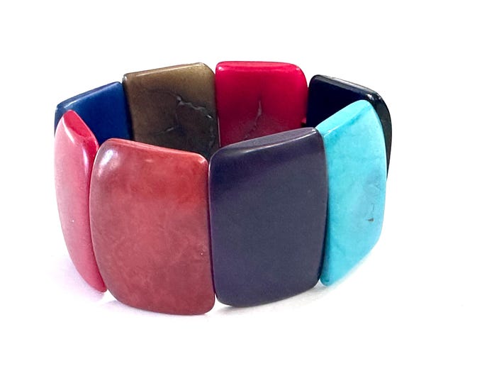 Tagua Nut Boho Bracelet - Eco-Friendly, Elastic Strap