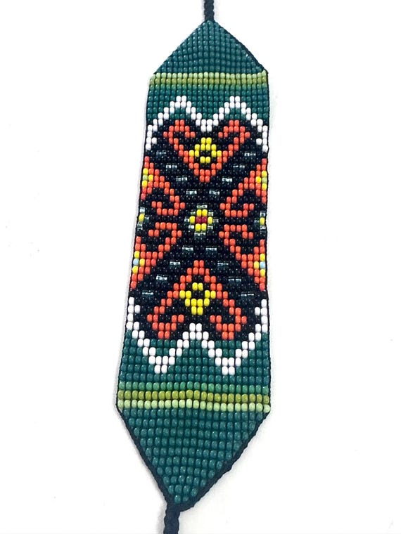 Beaded Wide Bracelet, Multi-Color Tiny Glass Beads, Tribal Jewelry