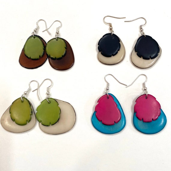 Tagua-nut Earrings/ Tagua Jewelry, Boho Jewelry