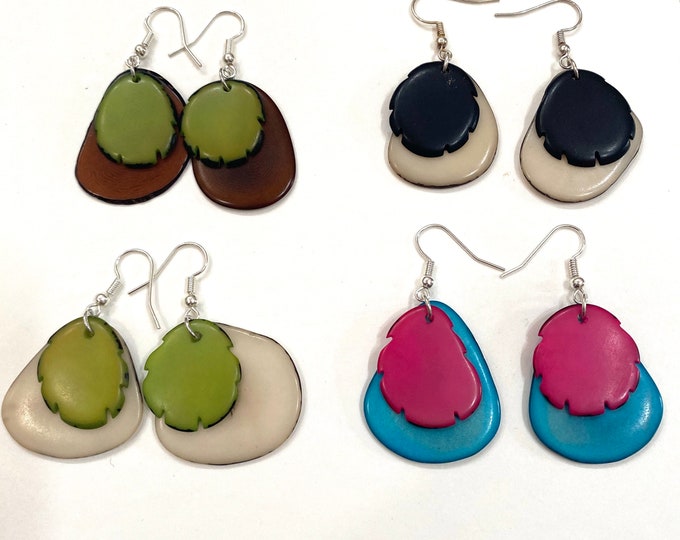 Tagua-nut Earrings/ Tagua Jewelry, Boho Jewelry
