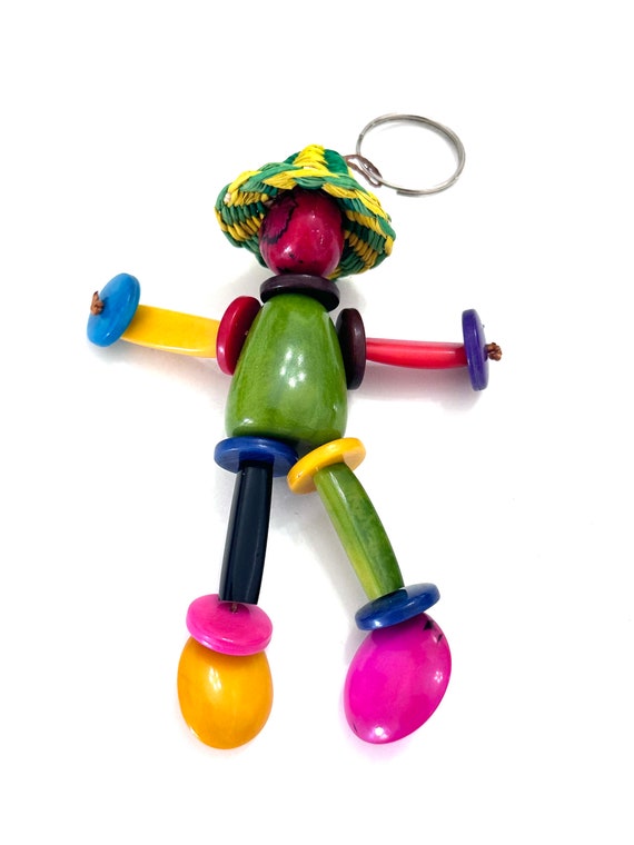 Colorful Tagua Nut Keychain, Novelty Accessories, 4 Inches