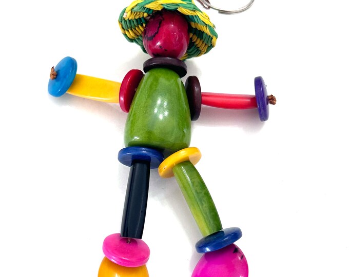 Colorful Tagua Nut Keychain, Novelty Accessories, 4 Inches