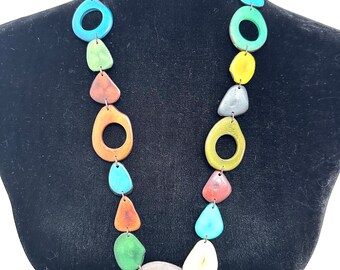 Tagua Slices Necklace/ Tagua Jewelry / Tagua Statement Necklace, Statement Necklace, Boho Necklace, Macrame Jewelry