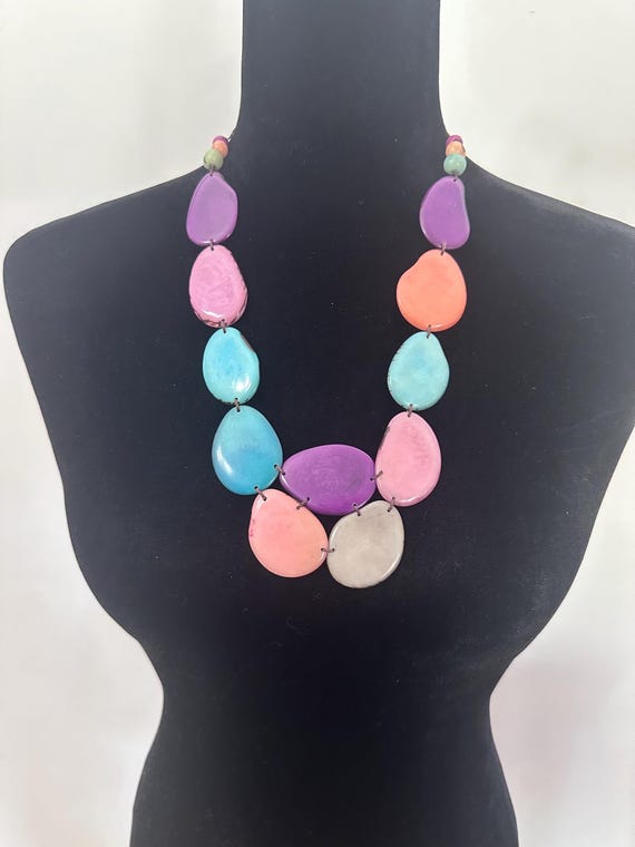 Handmade Tagua Nut Statement Necklace, Eco-Friendly Vegetable Ivory Jewelry