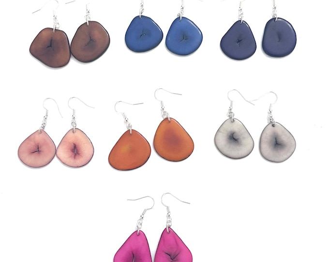 Tagua Nut-Slice Earrings, Tagua, Boho Earrings, Boho chic, Eco Friendly, Eco Fashion