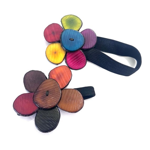 Pony Tail Accessory/Holder, Tagua-Nut Hair Accessories, Flower Design,