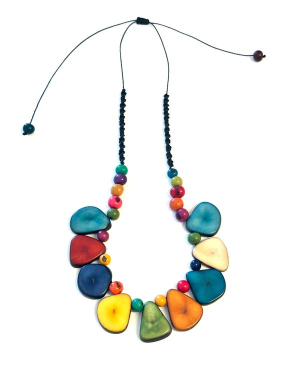 Handmade Macrame Tagua Nut Pendant Necklace | Boho Hippie Jewelry