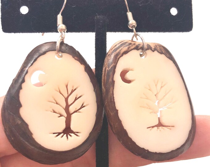 Tagua Nut Earrings , Vegetable Ivory Earrings