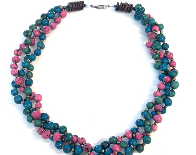 Multi Strand Necklace, Acai Seed Necklace, Eco-friendly, Eco-fashion Jewelry, Boho Style, Folk Style, Mother's day