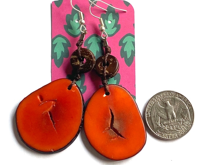 Tagua Nut Earrings , Vegetable Ivory Earrings