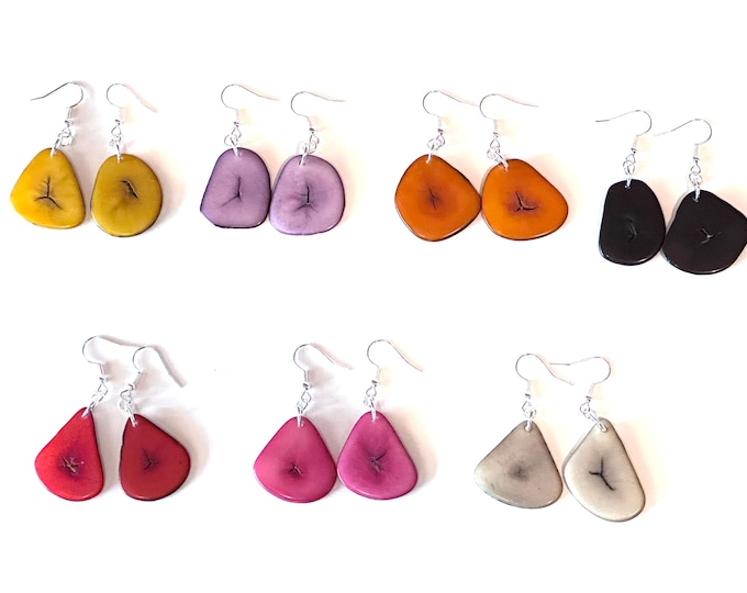 Tagua Nut-Slice Earrings, Tagua, Boho Earrings, Boho chic, Eco Friendly, Eco Fashion