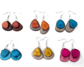 Tagua-nut Earrings/ Tagua Jewelry, Boho Jewelry (S.02)