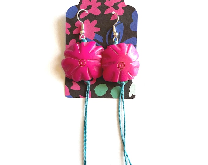 Tagua Nut Flower Design Earrings- Eco-friendly Jewelry - Boho - Bohemian