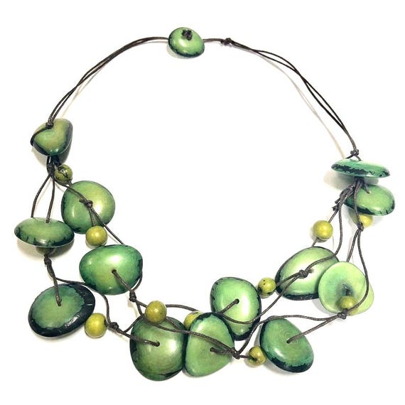 Tagua Nut Necklace/ Vegetable Ivory/ Bib Necklace/ boho/ bohemian/ tribal/