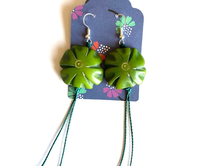Tagua Nut Flower Design Earrings- Eco-friendly Jewelry - Boho - Bohemian
