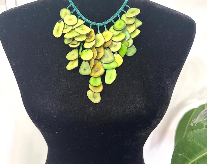 Tagua Bid Necklace/ Tagua Nut Cascade Necklace / Tagua Jewelry/ Boho Necklace /Statement Necklace/ Boho/ Bohemian / Folk
