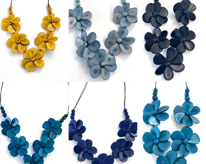 Tagua Flower Adjustable Necklace| Boho Jewelry| Tagua Jewelry |  Flower Necklace| Boho chic