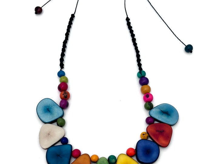 Rainbow Tagua Nut Pendant Necklace | Spring/ Summer Collection