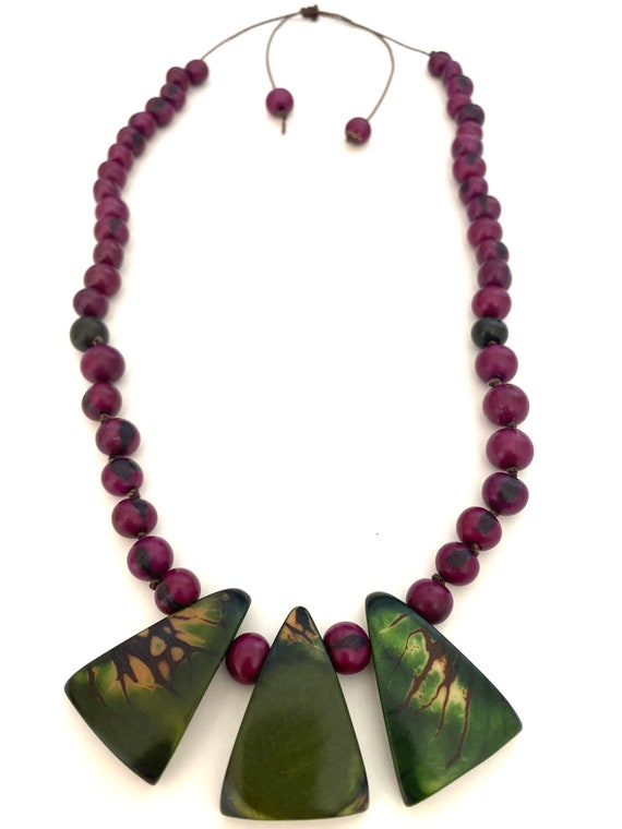 Tagua Nut and Açaí Seed Necklace- Eco-friendly Jewelry, Boho Jewelry, Macrame