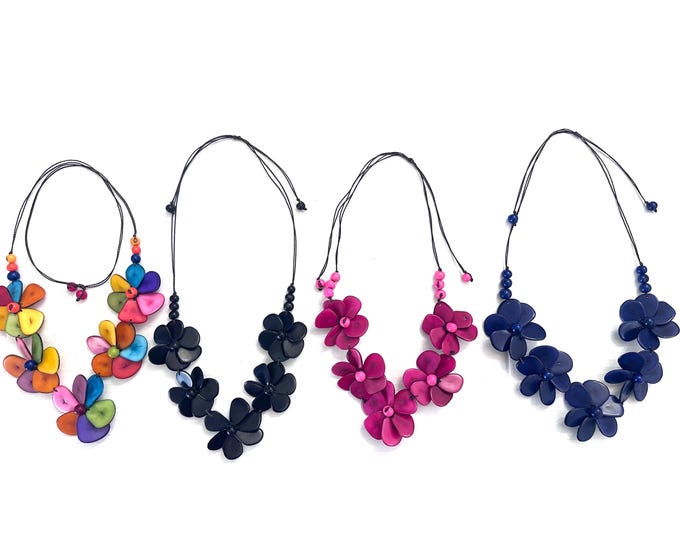 Tagua Flower Adjustable Necklace| Boho Jewelry| Tagua Jewelry |  Flower Necklace| Boho chic