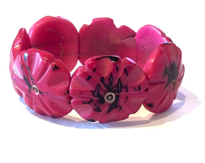 Tagua Nut Flower Design Bracelet - Eco-friendly Jewelry -  Boho - Bohemian