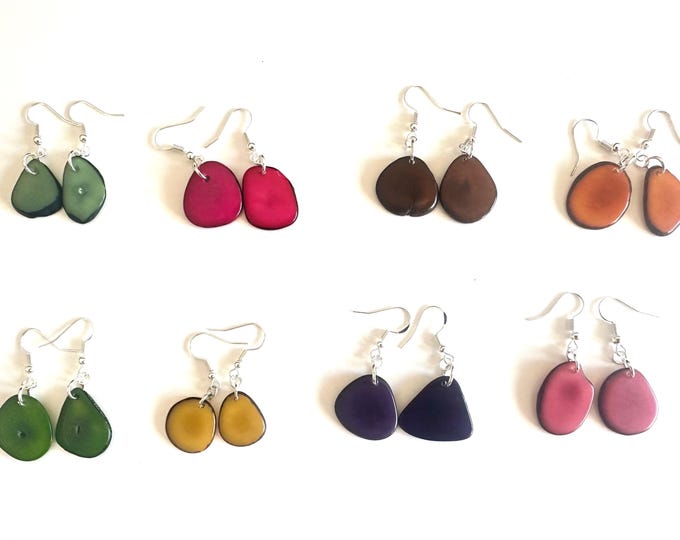 Small Tagua Nut Earrings, Boho Jewelry, Colorful Jewelry, Bold Jewelry
