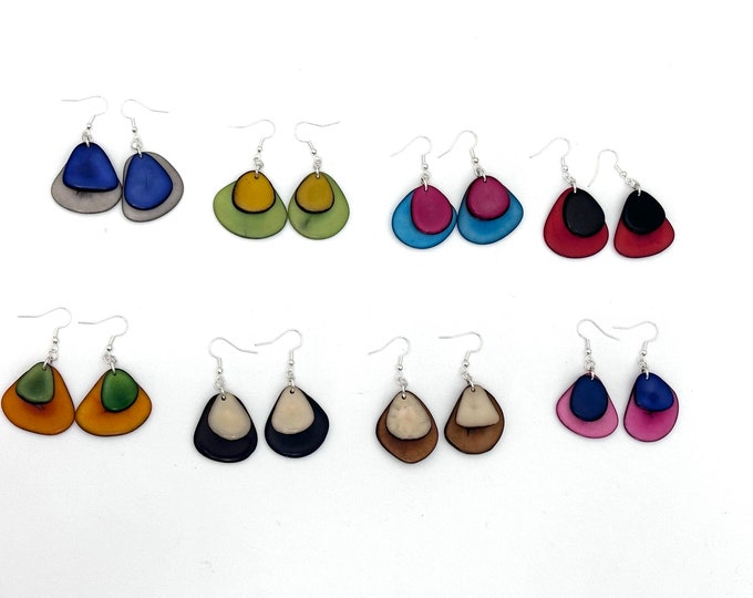 Tagua Nut Earrings, Tagua Jewelry, Boho Jewelry, Colorful Jewelry, Bold Jewelry