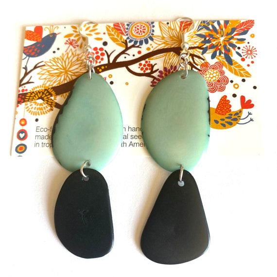 Tagua-nut Earrings/ Tagua Jewelry, Boho Jewelry, Vegetable Ivory Earrings, Eco-Friendly