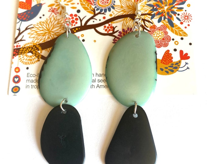Tagua-nut Earrings/ Tagua Jewelry, Boho Jewelry, Vegetable Ivory Earrings, Eco-Friendly